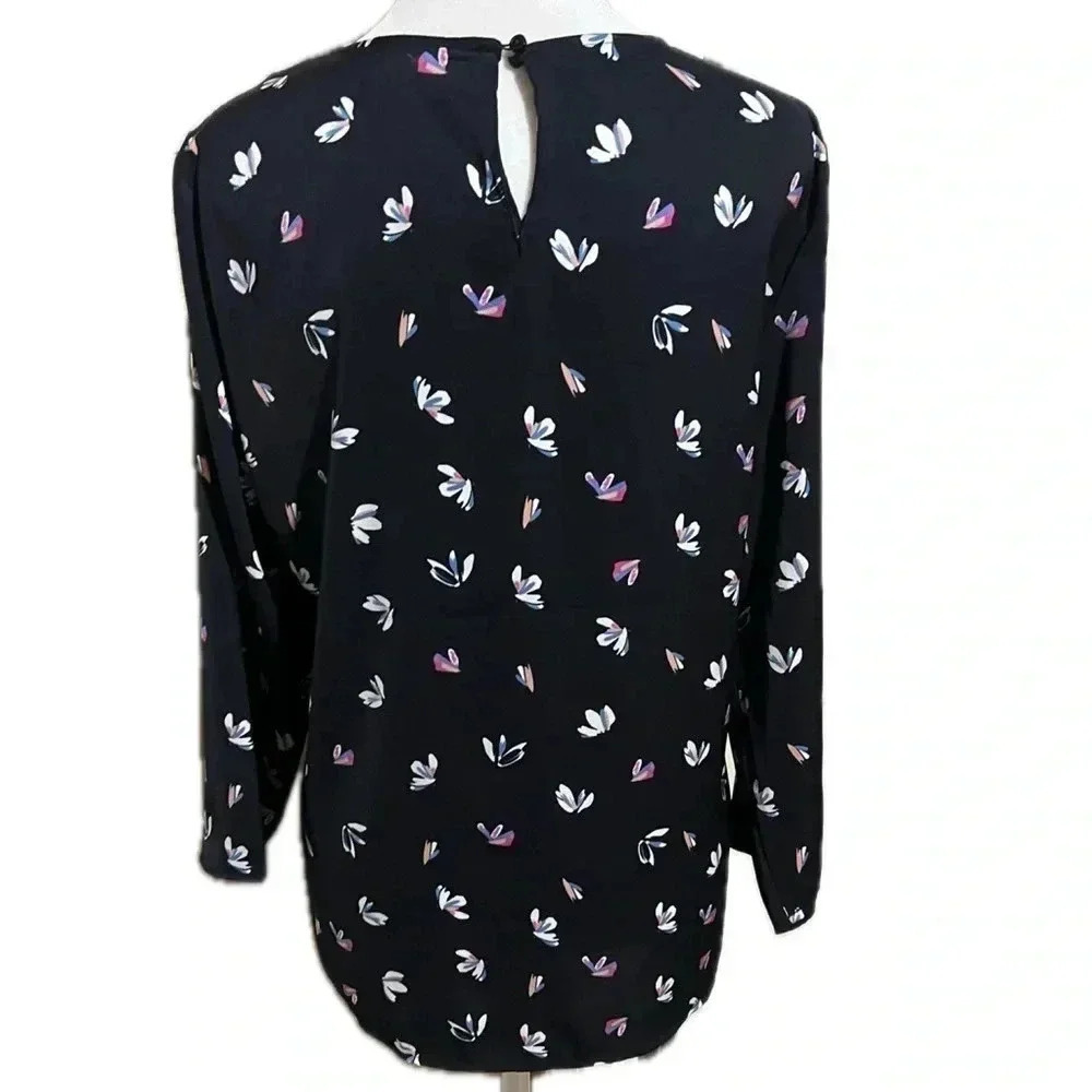 NWT Limited blue floral sheer neck blouse - large - Picture 5 of 11